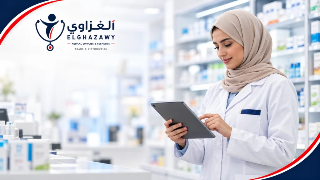 Pharmacist reviewing pharmacy needs
