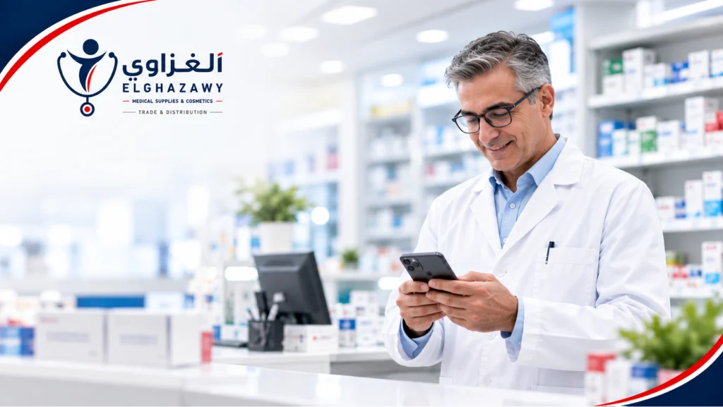 Pharmacist reviewing pharmacy needs